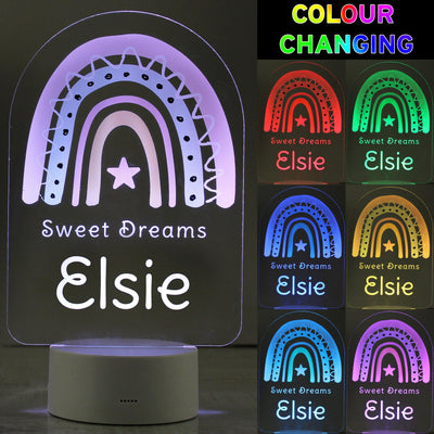 Personalised Pink Rainbow LED Colour Changing Night Light - Shop Personalised Gifts