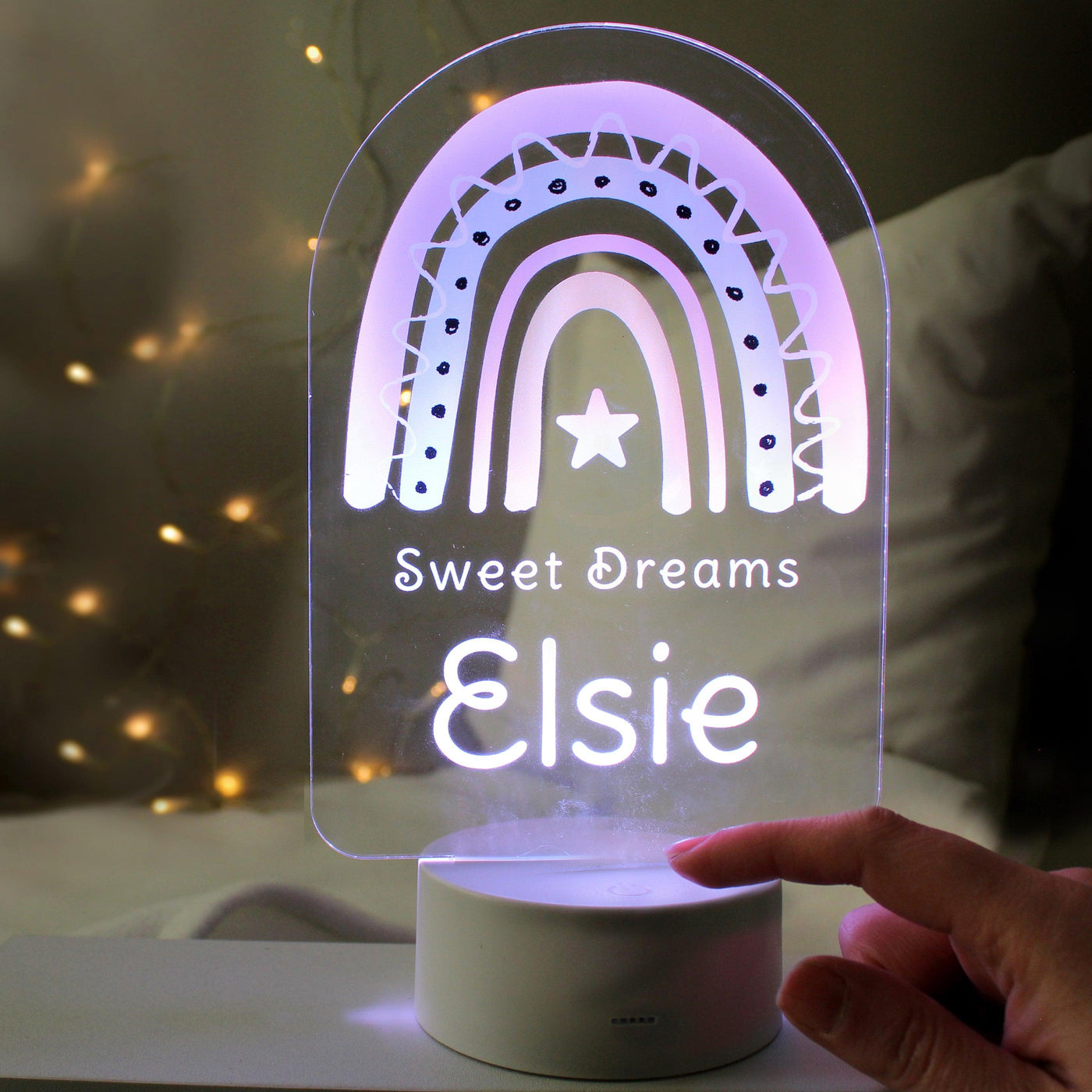 Personalised Pink Rainbow LED Colour Changing Night Light - Shop Personalised Gifts