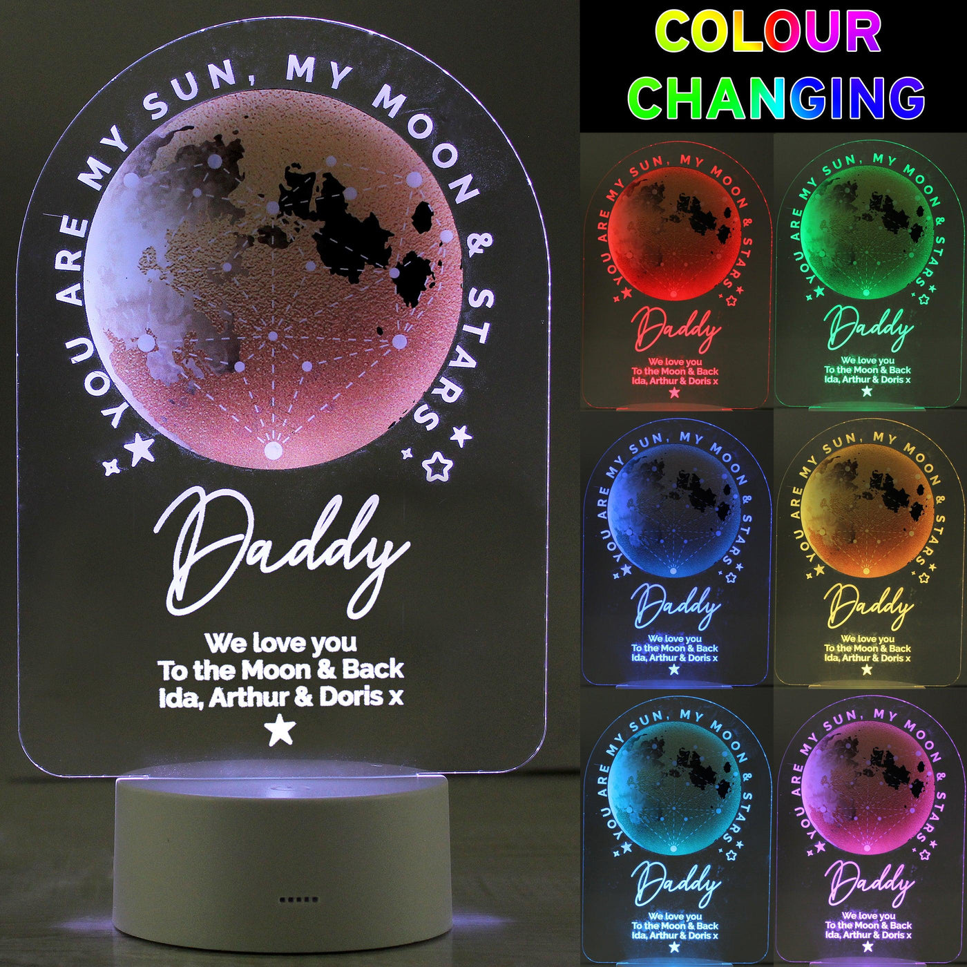 Personalised Sun Moon & Stars LED Colour Changing Night Light - Shop Personalised Gifts