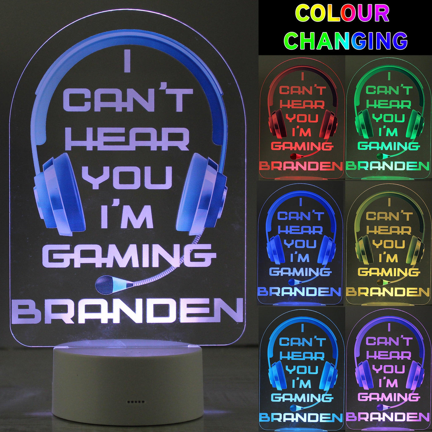 Personalised Blue Gaming LED Colour Changing Night Light - Shop Personalised Gifts