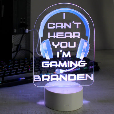 Personalised Blue Gaming LED Colour Changing Night Light - Shop Personalised Gifts