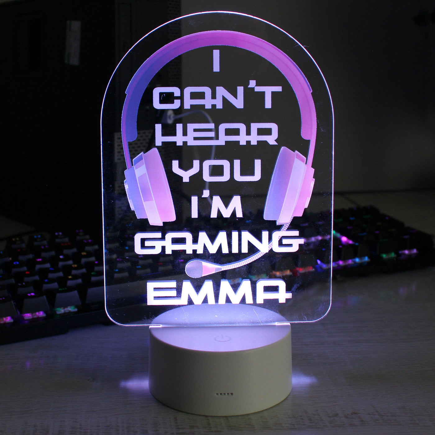 Personalised Pink Gaming LED Colour Changing Night Light - Shop Personalised Gifts