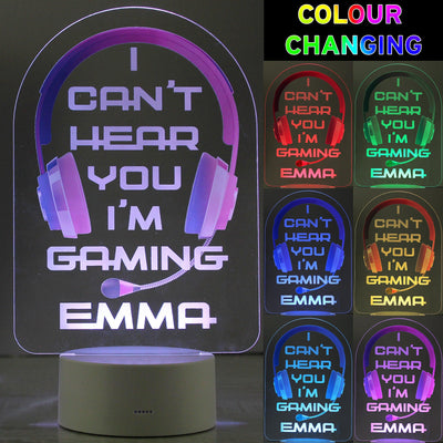 Personalised Pink Gaming LED Colour Changing Night Light - Shop Personalised Gifts