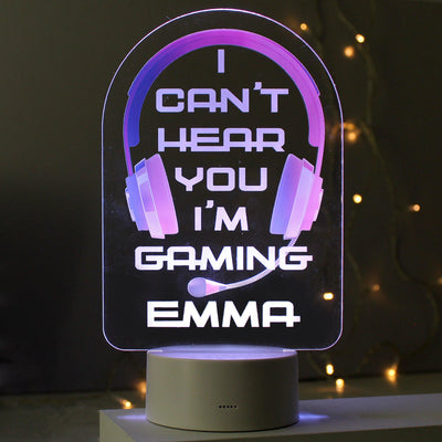 Personalised Pink Gaming LED Colour Changing Night Light - Shop Personalised Gifts