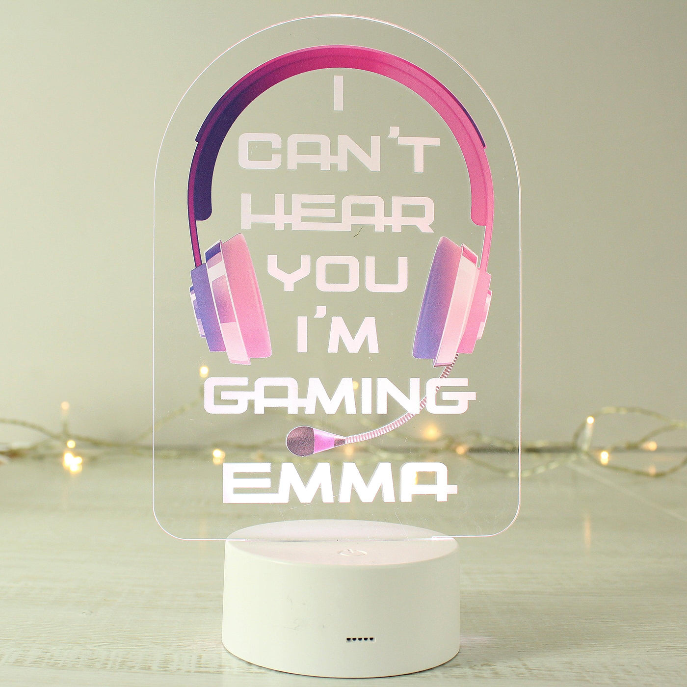 Personalised Pink Gaming LED Colour Changing Night Light - Shop Personalised Gifts