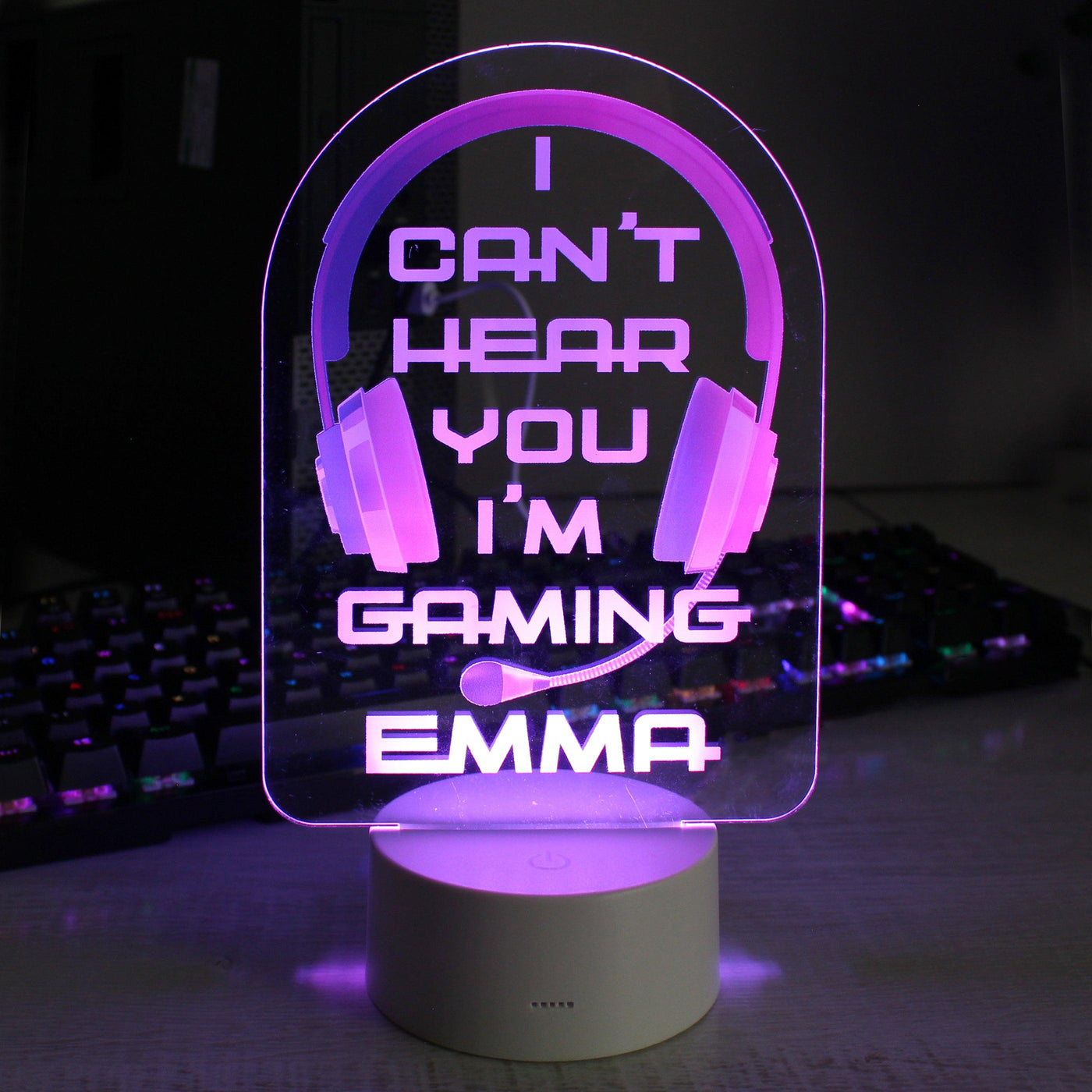 Personalised Pink Gaming LED Colour Changing Night Light - Shop Personalised Gifts