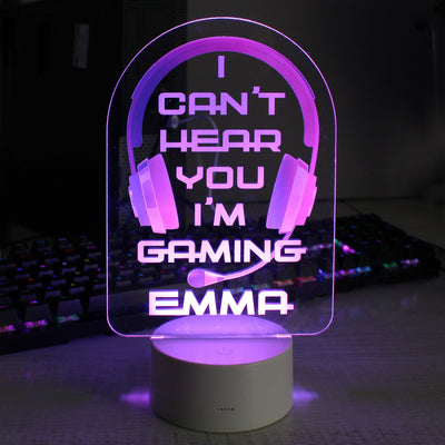 Personalised Pink Gaming LED Colour Changing Night Light - Shop Personalised Gifts