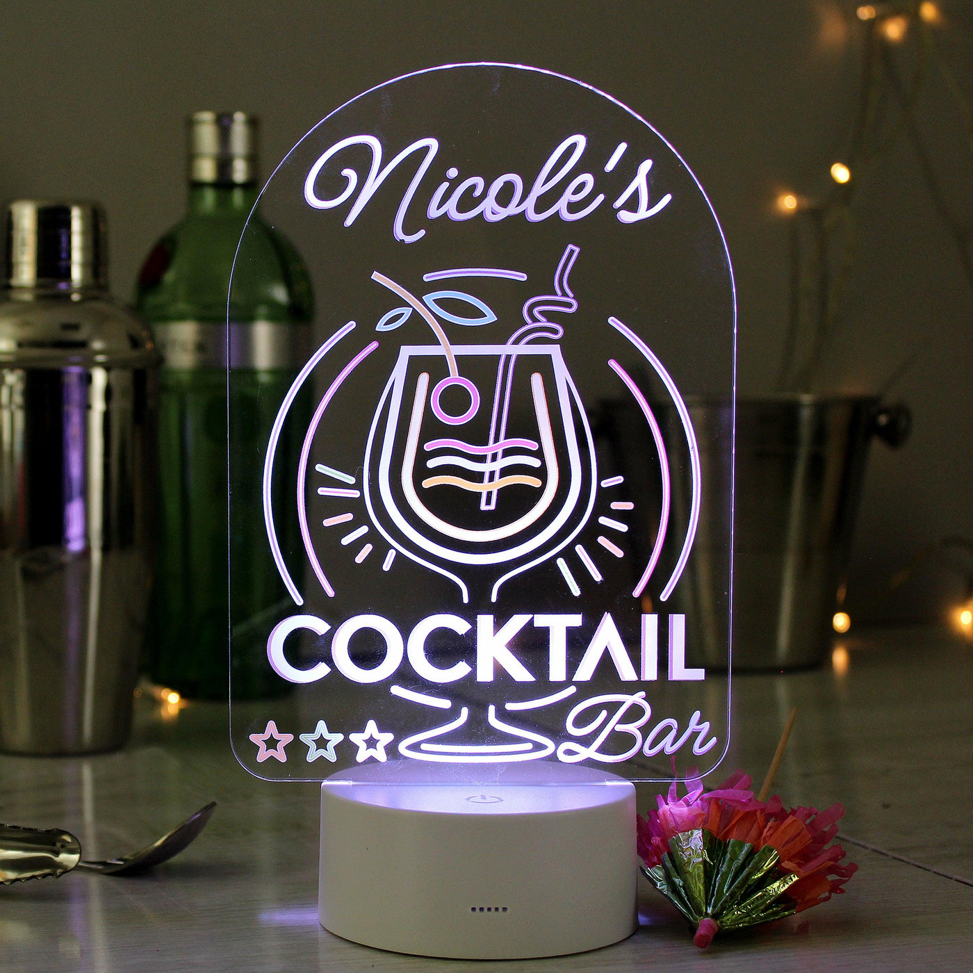 Personalised Cocktail LED Colour Changing Night Light - Shop Personalised Gifts