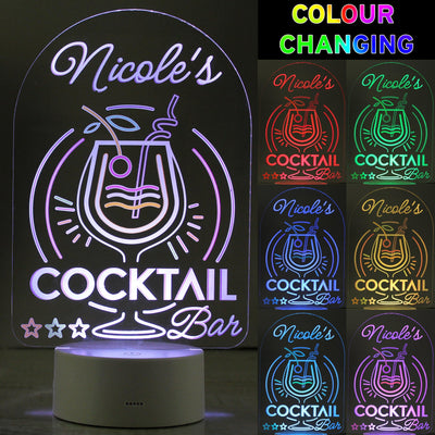 Personalised Cocktail LED Colour Changing Night Light - Shop Personalised Gifts