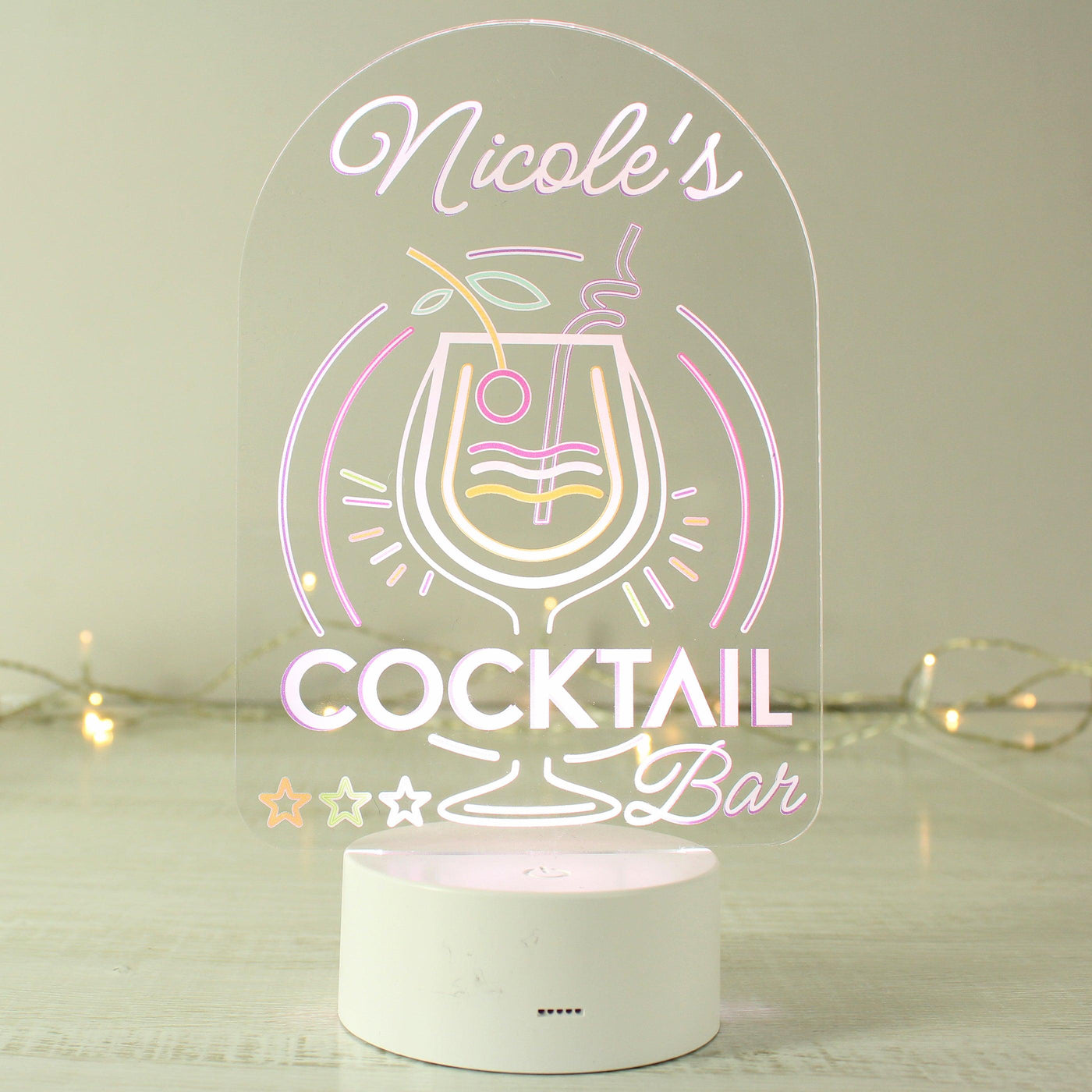 Personalised Cocktail LED Colour Changing Night Light - Shop Personalised Gifts