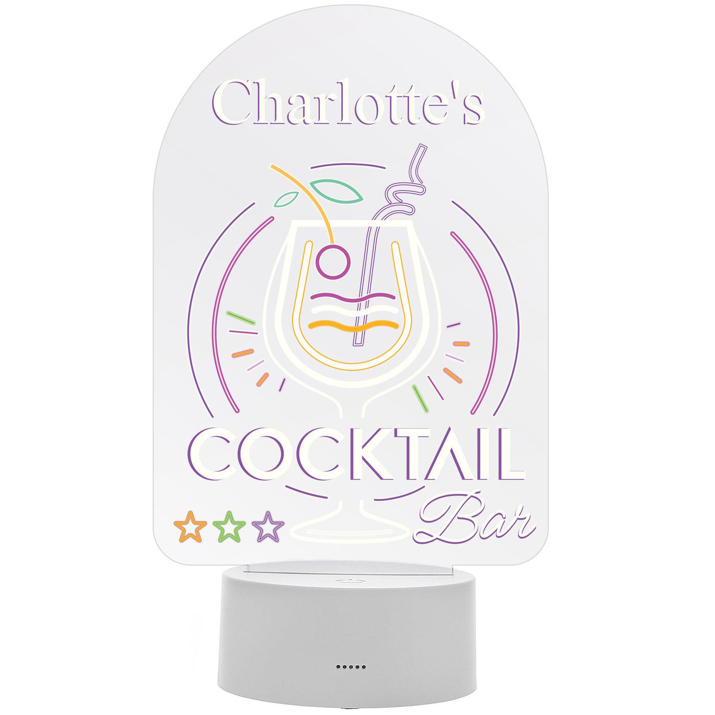 Personalised Cocktail LED Colour Changing Night Light - Shop Personalised Gifts