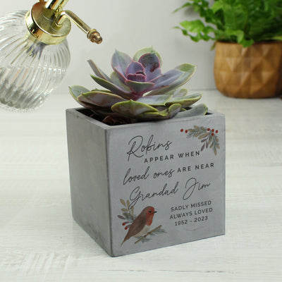 Personalised Robins Appear Concrete Plant Pot