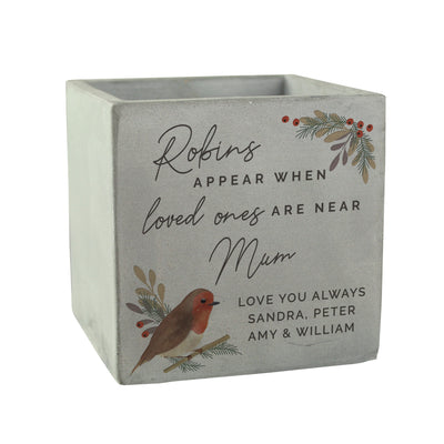 Personalised Robins Appear Concrete Plant Pot