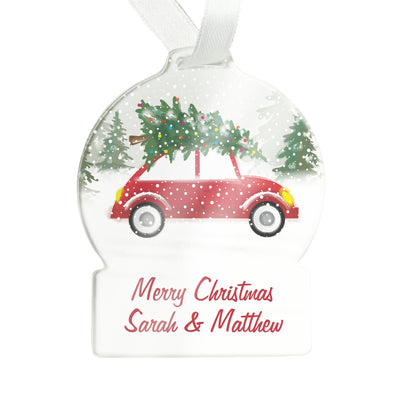 Personalised Driving Home For Christmas Acrylic Snow Globe Decoration