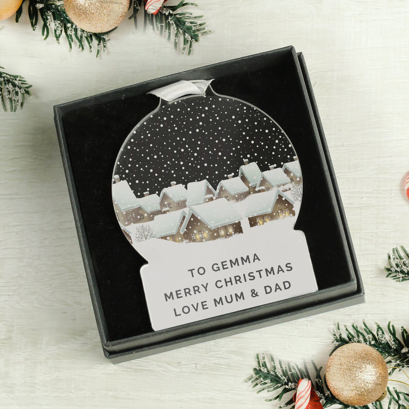 Personalised Christmas Home Acrylic Snow Globe Decoration
