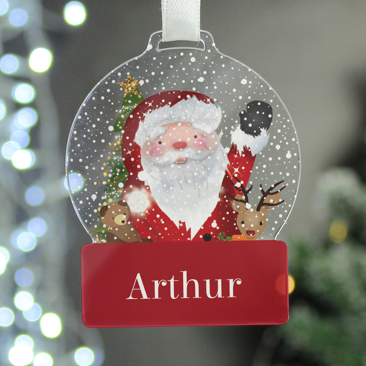 Personalised Santa Acrylic Snow Globe Decoration