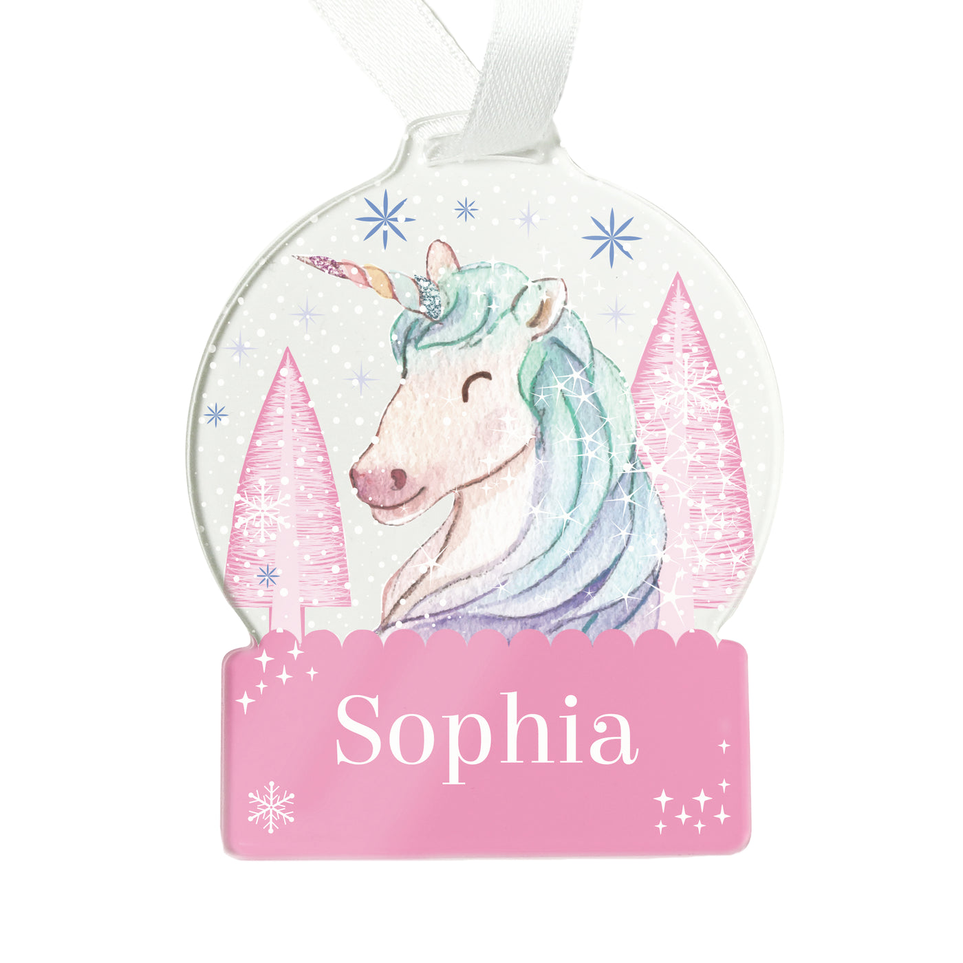 Personalised Unicorn Acrylic Snow Globe Decoration