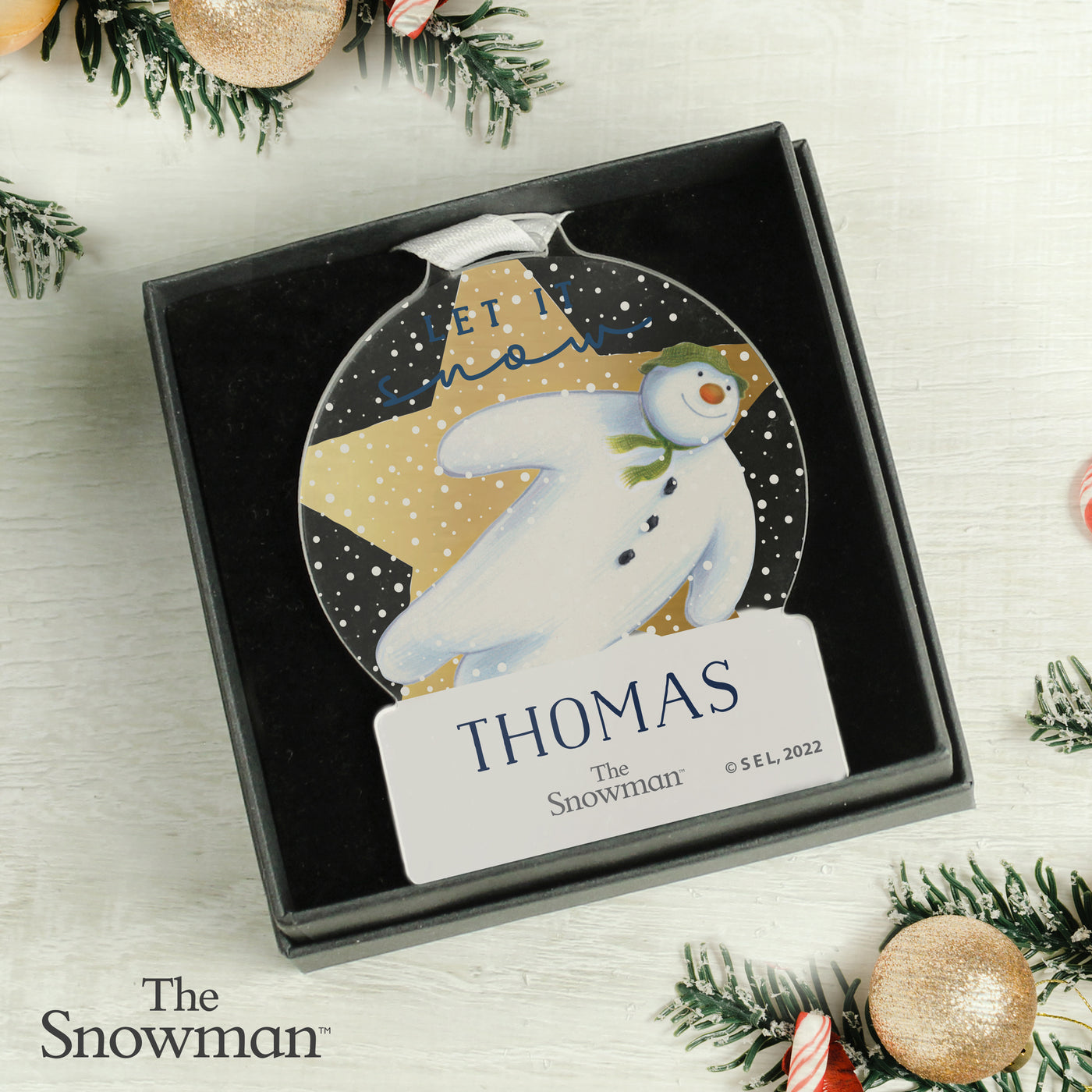 Personalised The Snowman Acrylic Snow Globe Decoration