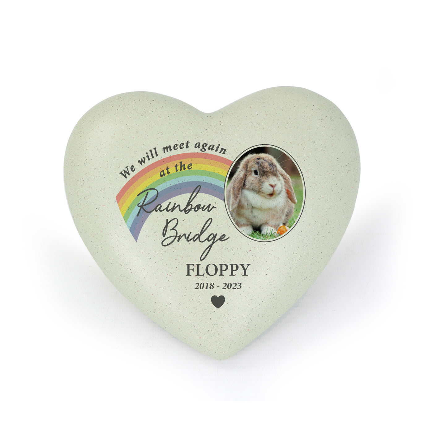 Personalised Pet Rainbow Photo Upload Memorial Resin Heart