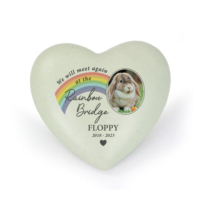 Personalised Pet Rainbow Photo Upload Memorial Resin Heart