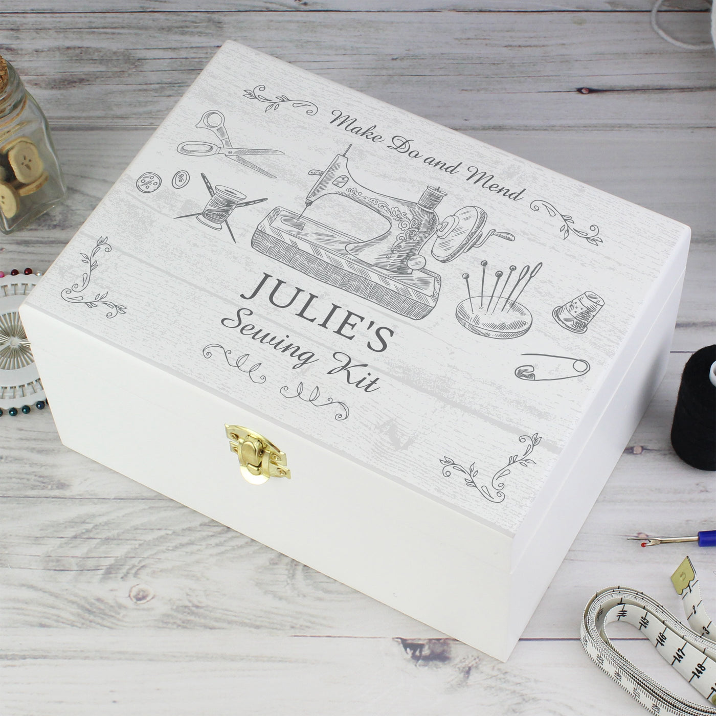 Personalised Sewing Kit White Wooden Keepsake Box - Shop Personalised Gifts