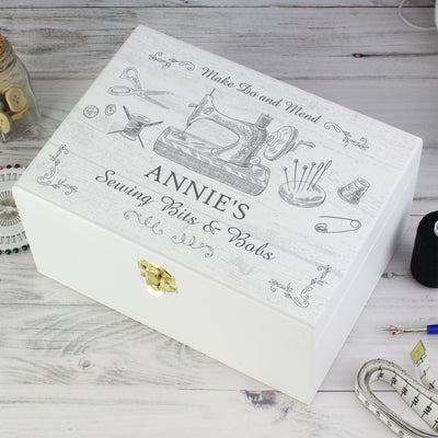 Personalised Sewing Kit White Wooden Keepsake Box - Shop Personalised Gifts