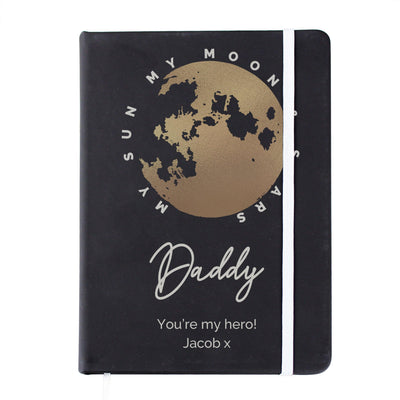 Personalised Moon & Stars Black Hardback A5 Notebook - Shop Personalised Gifts