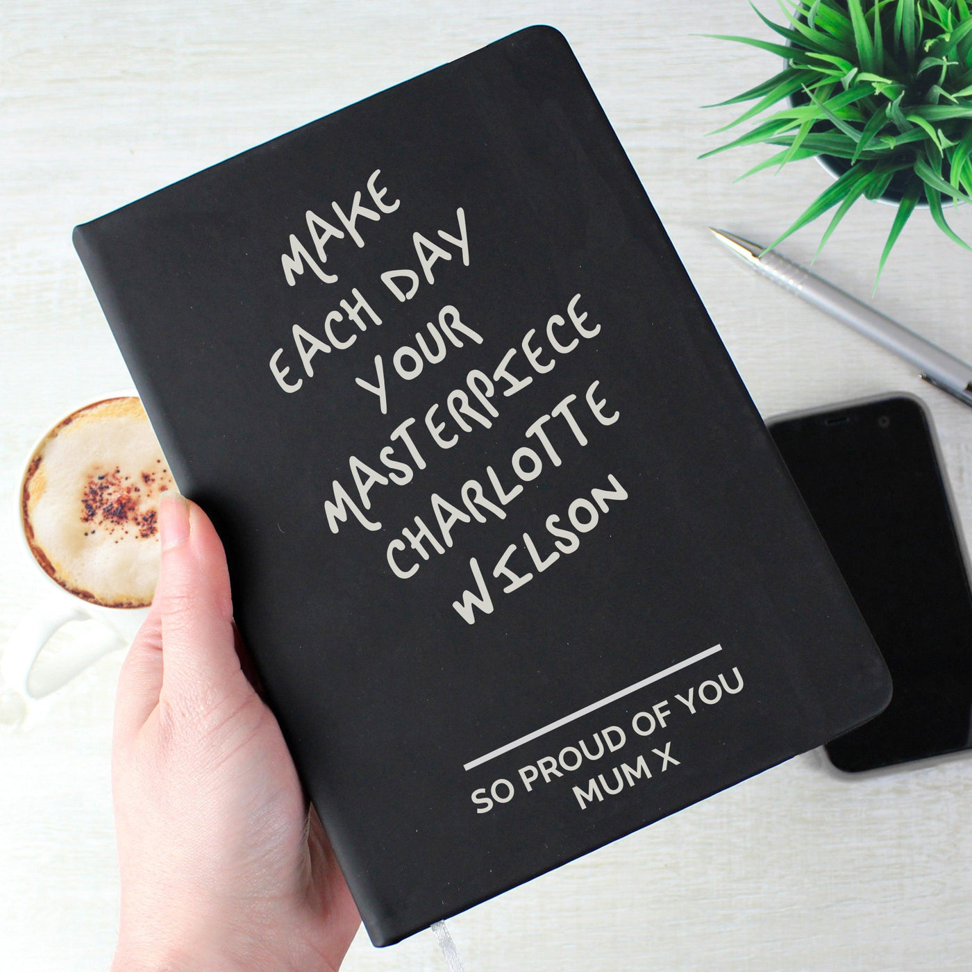 Personalised Free Text Black Hardback A5 Notebook - Shop Personalised Gifts