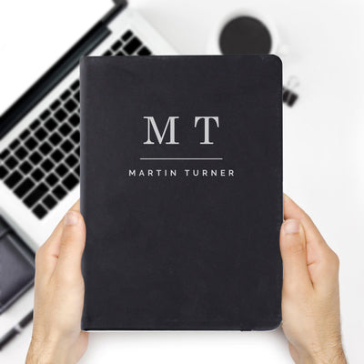 Personalised Initials Black Hardback A5 Notebook - Shop Personalised Gifts