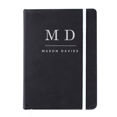 Personalised Initials Black Hardback A5 Notebook - Shop Personalised Gifts