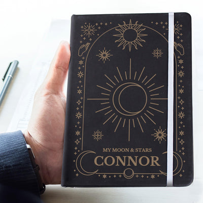 Personalised Celestial Black Hardback A5 Notebook - Shop Personalised Gifts