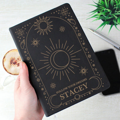 Personalised Celestial Black Hardback A5 Notebook - Shop Personalised Gifts