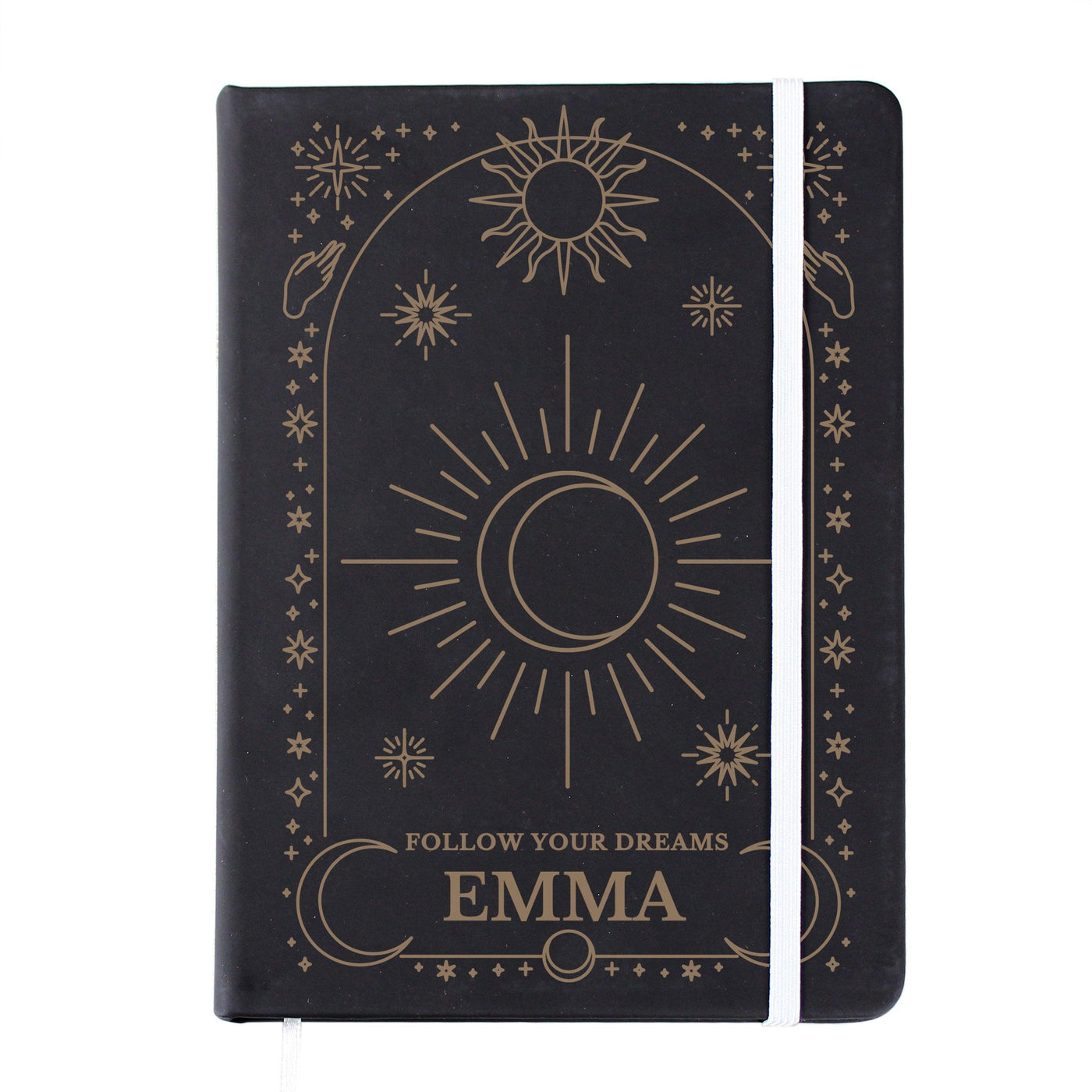 Personalised Celestial Black Hardback A5 Notebook - Shop Personalised Gifts