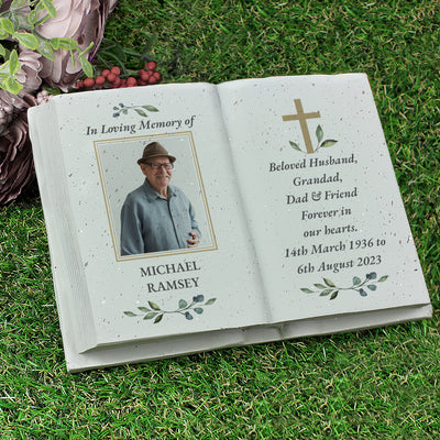 Personalised Memorial Cross Photo Upload Resin Book