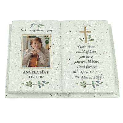 Personalised Memorial Cross Photo Upload Resin Book