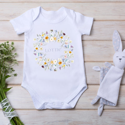Personalised Baby Girls Spring Flower Vest 0-3 Months