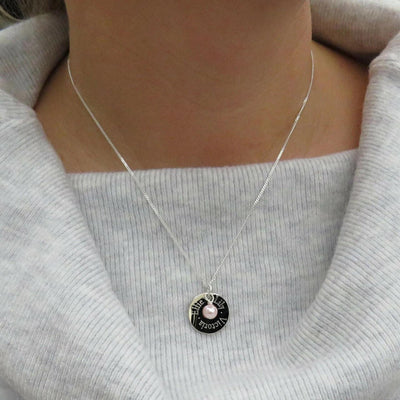 Personalised Edge Sterling Silver Necklace & Glass Pearl - Shop Personalised Gifts