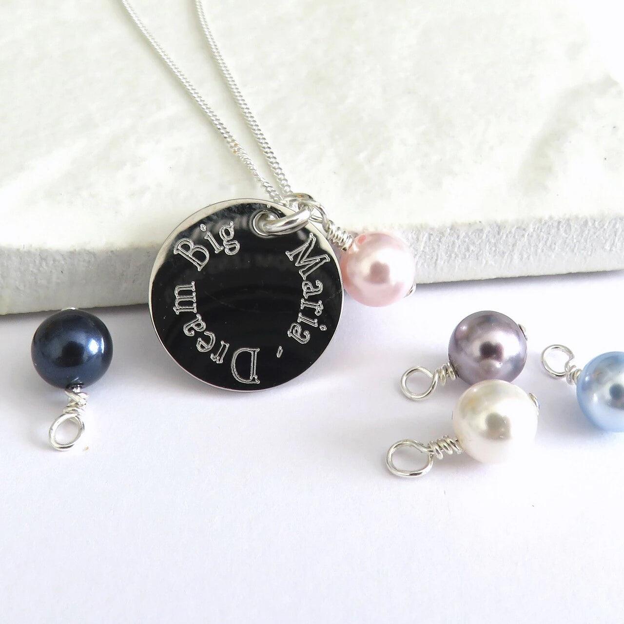 Personalised Edge Sterling Silver Necklace & Glass Pearl - Shop Personalised Gifts