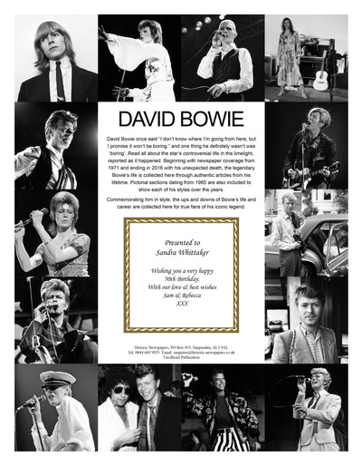 David Bowie Pictorial Edition Newspaper Book - Shop Personalised Gifts