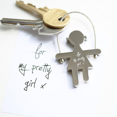 Own Handwriting Engraved Stainless Steel Skipping Sally Key Ring - Shop Personalised Gifts
