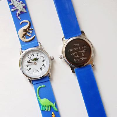 Kids Personalised 3D Dinosaur Watch - Blue - Shop Personalised Gifts