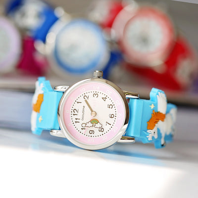 Kids Personalised Girls 3D Unicorn Watch - Light Blue - Shop Personalised Gifts