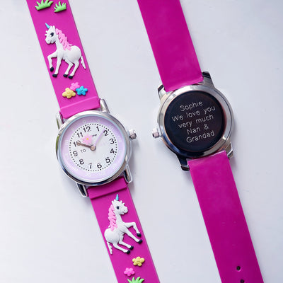 Kids Personalised Girls 3D Unicorn Watch - Pink - Shop Personalised Gifts