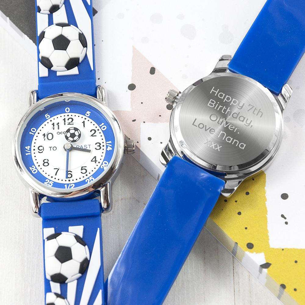 Kids Personalised Boys Blue Football Watch - Shop Personalised Gifts