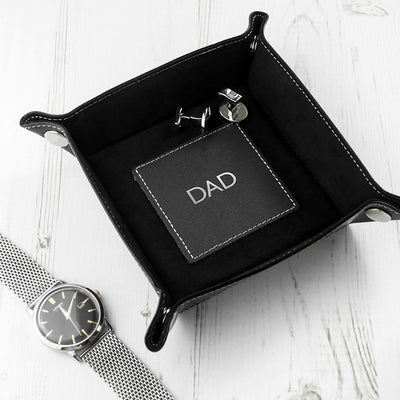 Luxury Black Personalised PU Leather Valet Tray