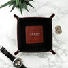 Luxury Brown Personalised PU Leather Valet Tray