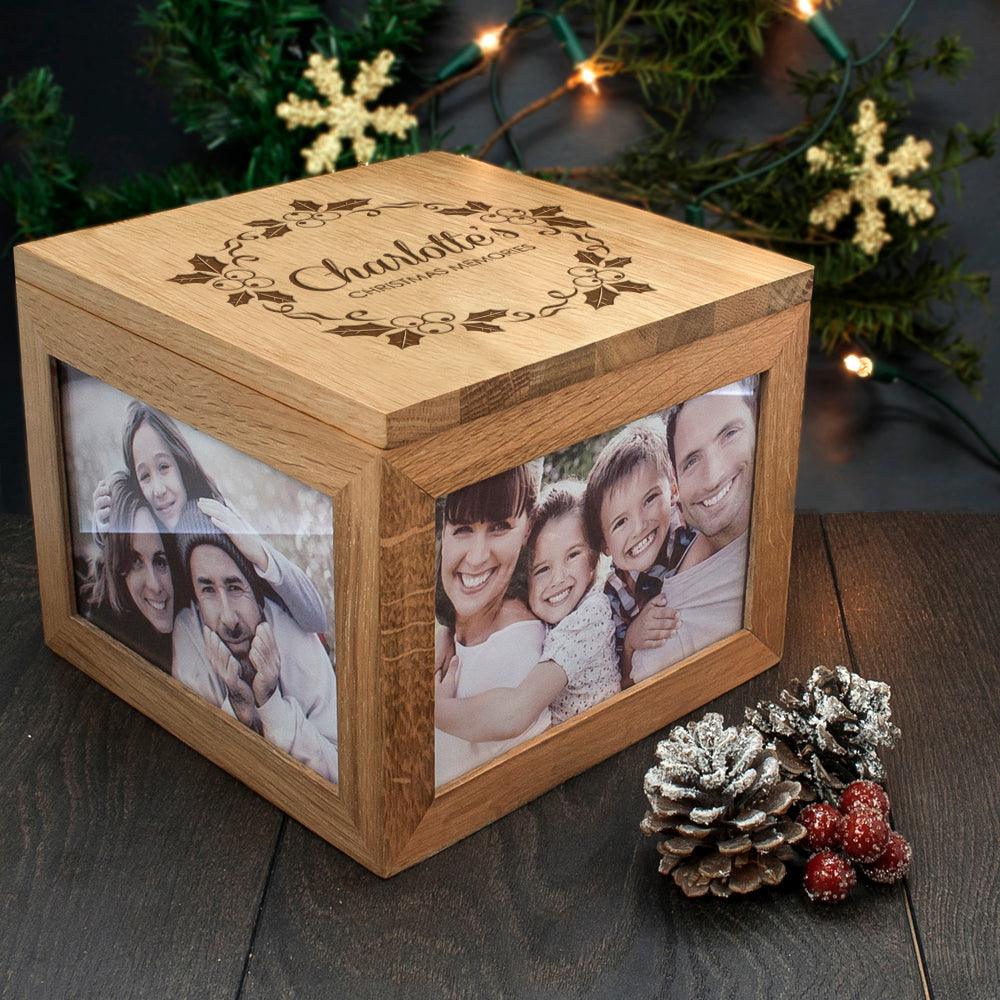 Woodland Mistletoe Design Christmas Oak Memory Box - Shop Personalised Gifts