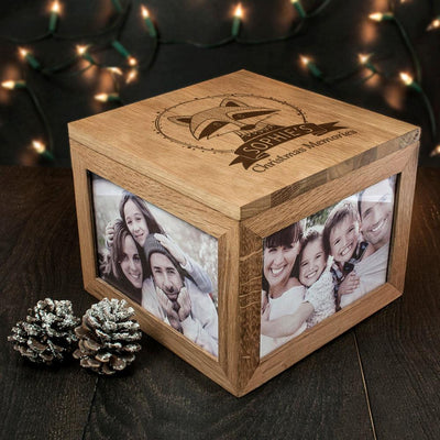 Personalised Woodland Racoon Christmas Oak Memory Box - Shop Personalised Gifts