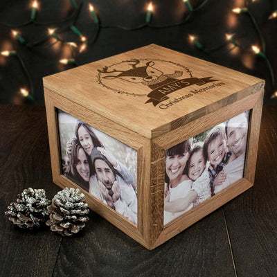 Personalised Woodland Reindeer Christmas Oak Memory Box - Shop Personalised Gifts