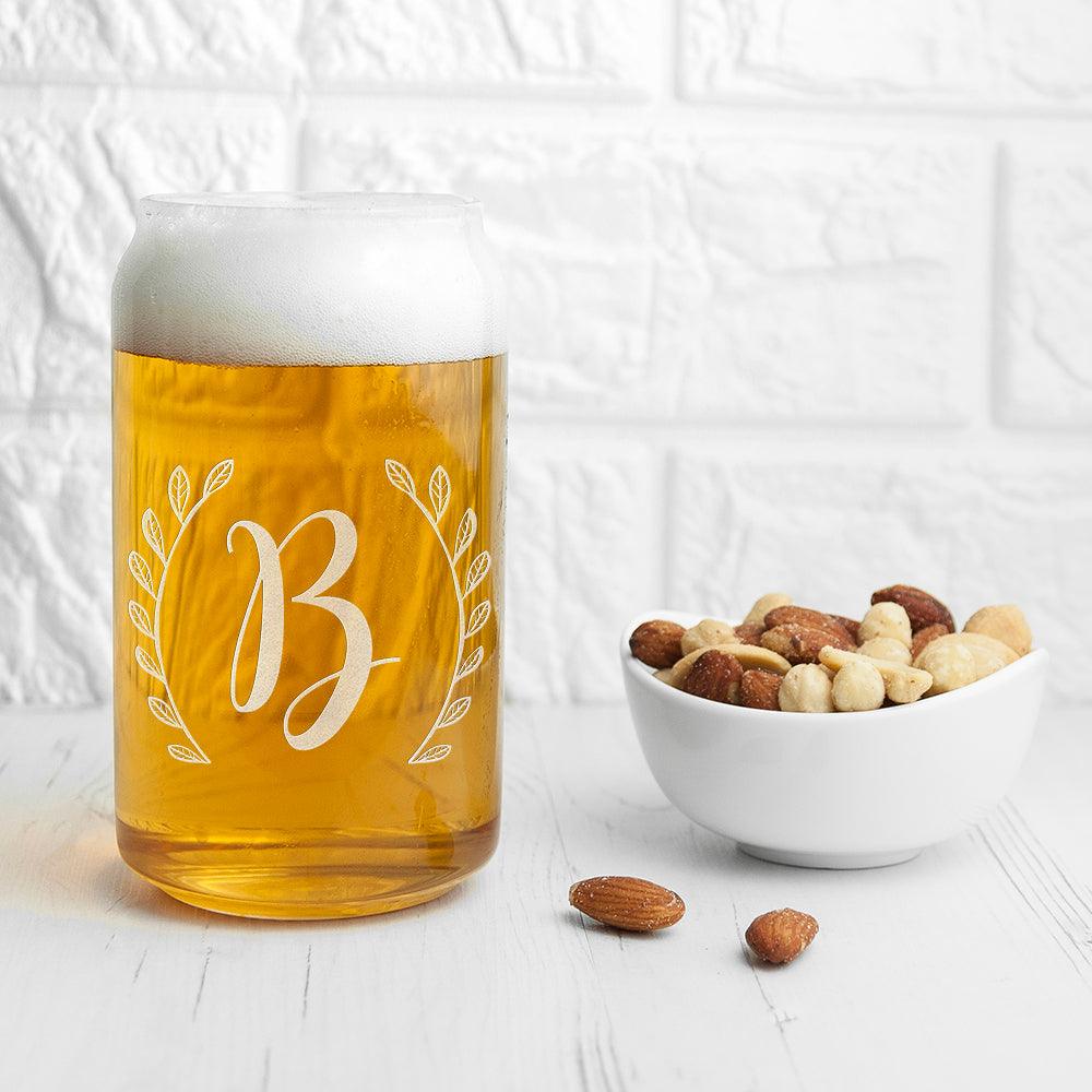 Personalised Leaf Framed Initial Beer Can Glass - Shop Personalised Gifts